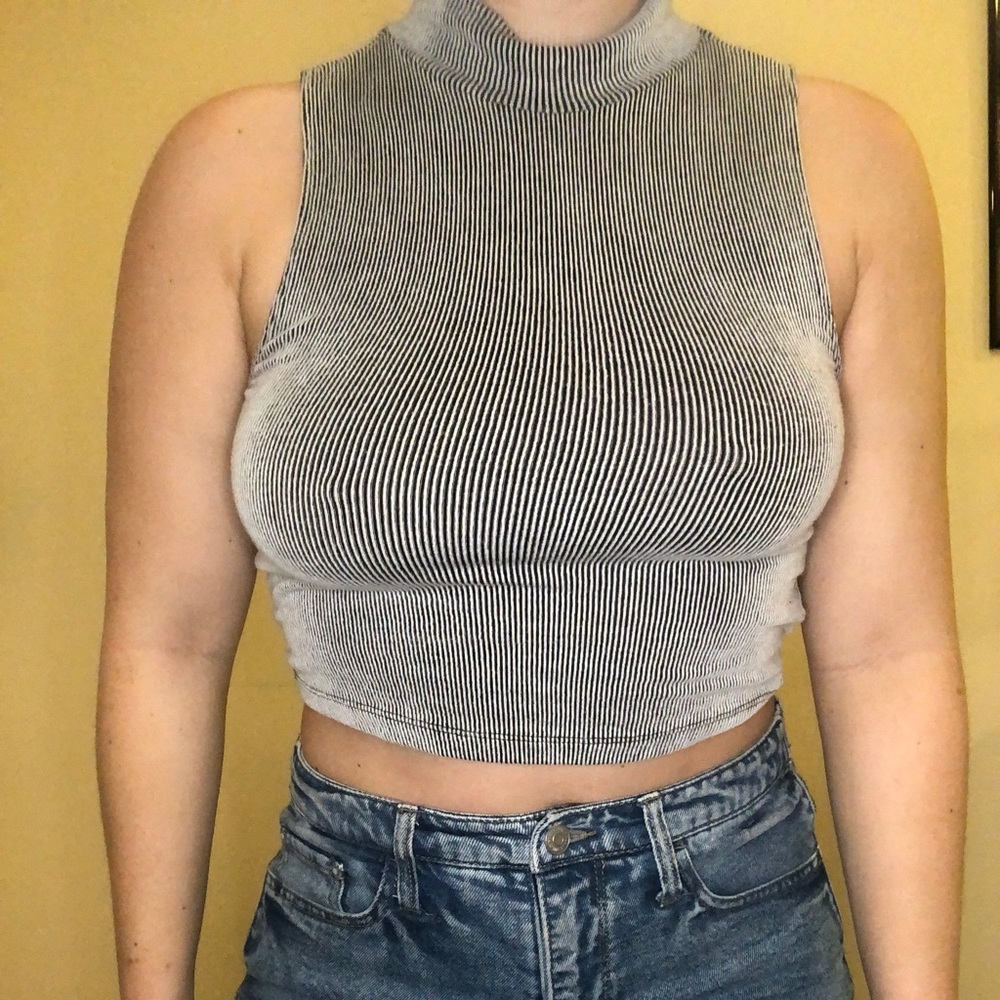 Forever 21 Mock Neck Striped Tank